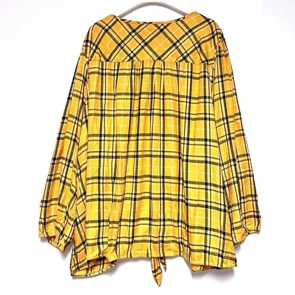 Lane Bryant Classic Crew Neck Tie-Hem Popover Blouse Size 7X 38/40 Plaid NEW - Picture 4 of 8